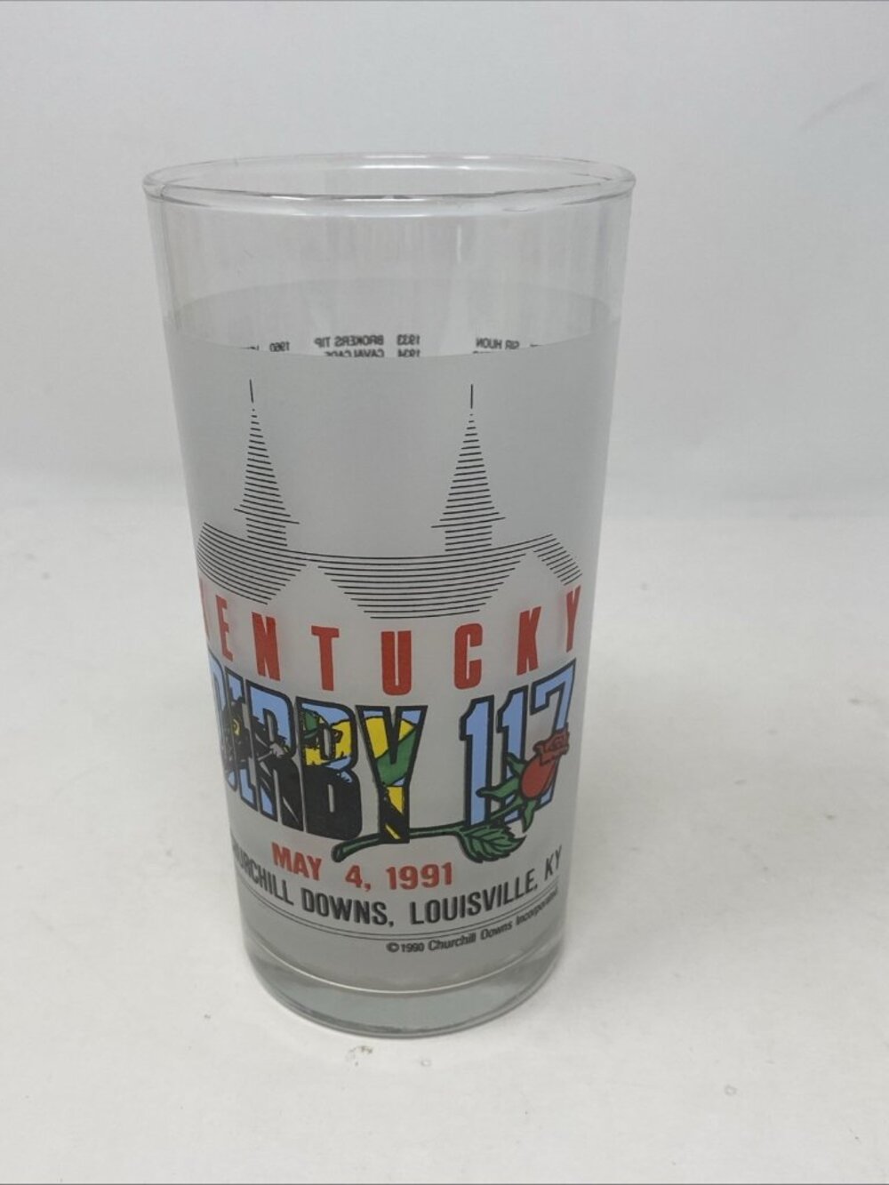 1991 Kentucky Derby 117 Official Mint Julep Frosted Glass Churchill Downs Libbey